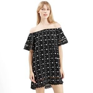 Topshop Embroidered Off the Shoulder Dress
